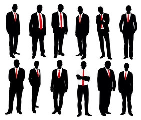 Wall Mural - Collection of business man silhouettes set, vector