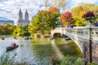 NEW YORK CITY - OCTOBER 2015: Tourists in Central Park enjoy foliage season. The city attracts 50 million people annually