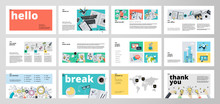 Business Presentation Templates. Flat Design Vector Infographic Elements For Presentation Slides, Annual Report, Business Marketing, Brochure, Flyers, Web Design And Banner, Company Presentation.