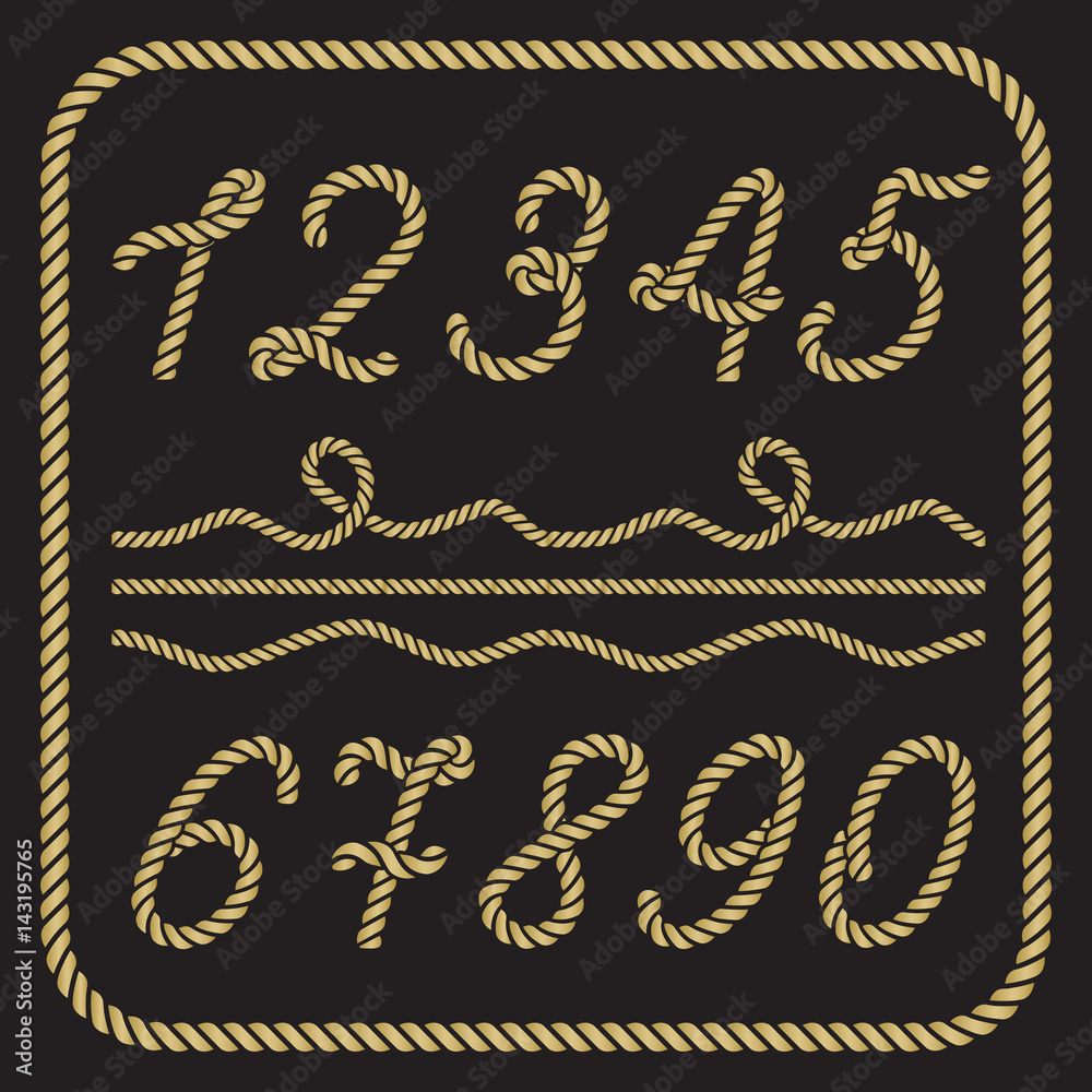 Gold numbers made from nautical rope Stock Vector | Adobe Stock