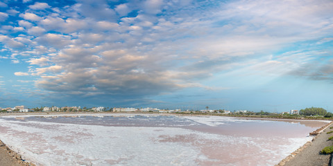 Wall Mural - Formentera Ses Salines saltworks red orange water lakes along the road