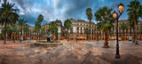 Placa Reial in the Morning, Barcelona, Catalonia, Spain