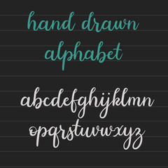 Wall Mural - Handwritten vector font. Modern calligraphy. Hand lettering alphabet