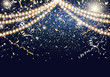 Festival background with string lights and confetti Vector