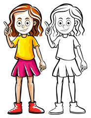 human character outline for girl
