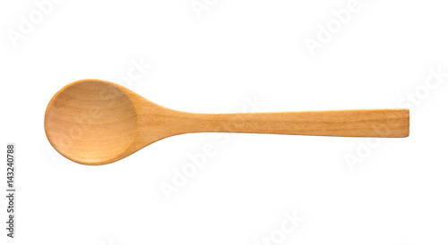Fotomural Top view of wood spoon isolated on white background , clipping path