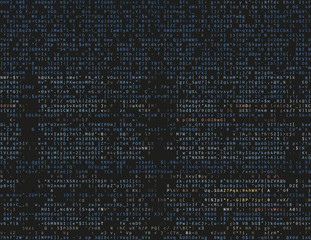 Wall Mural - Corrupted source code. Modern vector illustration about computer security. Abstract ascii glitch background. Fatal programming error. Buffer overflow problem. Random signal error. Element of design.