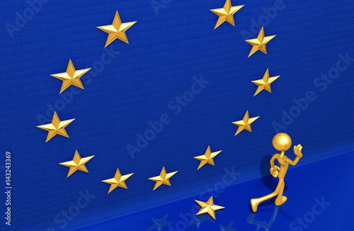 Fotografie, Obraz Leaving The European Union The Original 3D Character Illustration