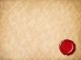 Sticker - Old parchment paper with red wax seal