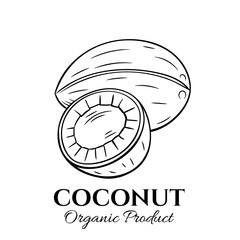 Sticker - Hand drawn coconut icon.