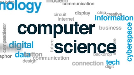 Sticker - Computer science animated word cloud, text design animation.