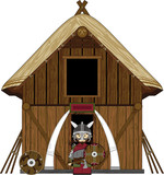 Fototapeta  - Cartoon Fierce Norse Viking at Home