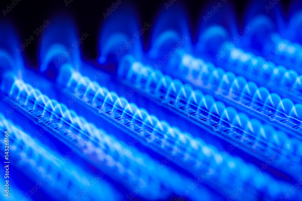 Propane flame inside of gas boiler furnace - obrazy, fototapety, plakaty 