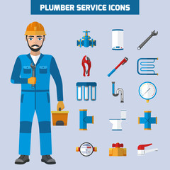 Wall Mural - Plumber Service Icon Set