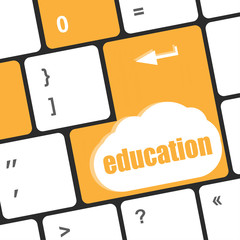 Poster - computer keyboard with key education, internet learn concept