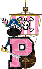 Sticker - P is for Pirate Zebra Alphabet Learning Illustration