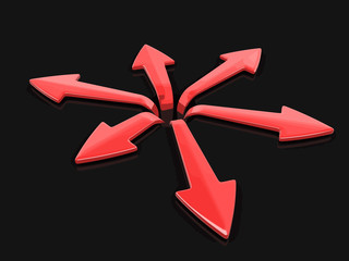 Poster - 3d image of arrows in different directions. Image with clipping path