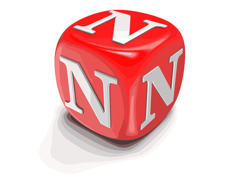 Dices with letter N. Image with clipping path 