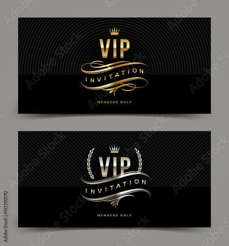 Fotografía VIP golden and silver invitation template. Vector illustration.