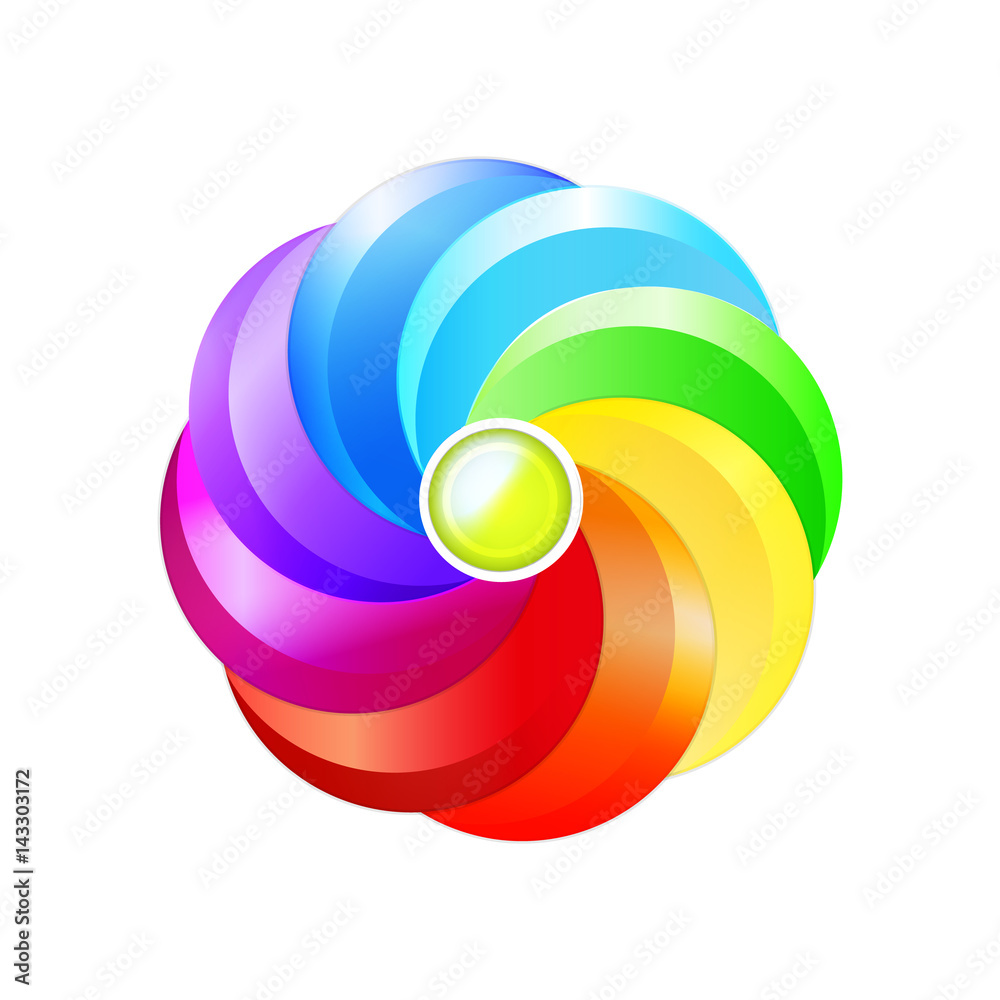 Round volumetric element for design. Color circle, rainbow, palette,  flower, concept. Multicolored abstract vector illustration. EPS10 . Stock  Vector | Adobe Stock, image size:1000x1000