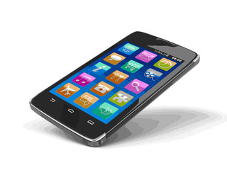 Poster - Touchscreen smartphone. Image with clipping path.