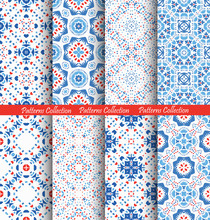 Blue Flower Patterns Boho Backgrounds