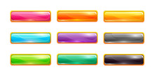 Decorative Vector Colorful Long Buttons Set.
