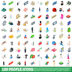 Poster - 100 people icons set, isometric 3d style