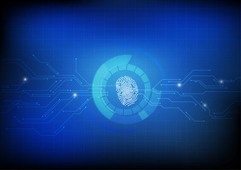Fototapete - Vector : Finger print with electronic circuit background
