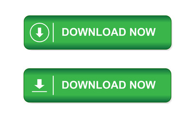 Green button on websites and in e-shop with an arrow and the word download now isolated on white background - vector