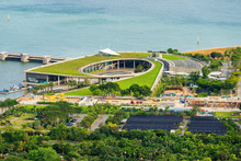 Aerial View Of Marina Barrage Singapore