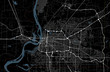 Black and white map of Memphis city. Tennessee Roads