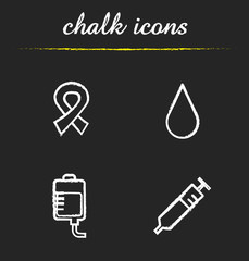 Sticker - Blood donation chalk icons set