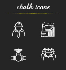 Sticker - Industrial complex chalk icons set