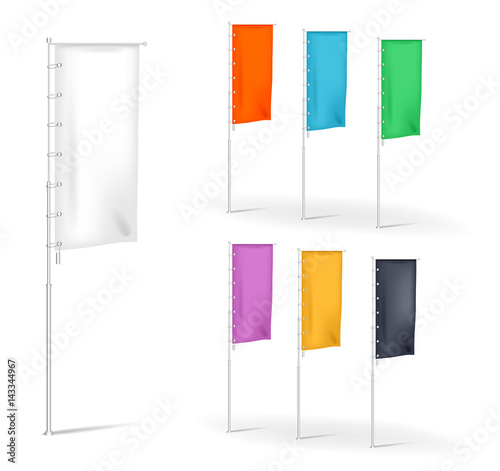 Set Of Blank Flags Advertisement Banner Banner With Folds