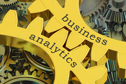 Business Analytics concept on the gearwheels, 3D rendering © alexlmx