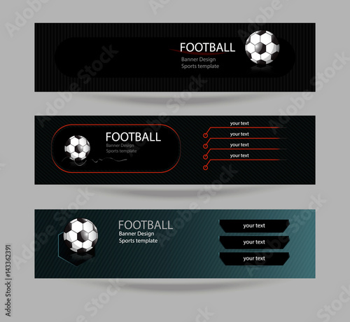 Banners Football Set Of Designs With A Soccer Ball Dark Sporty