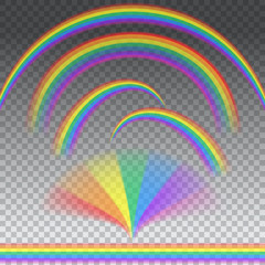 transparent rainbows in different shape, realistic set