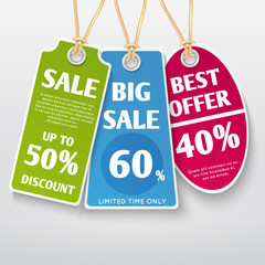 Poster - Price tags, stickers, sale labels with discount offers vector templates