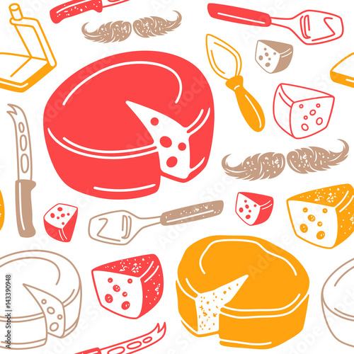 Naklejka na meble Seamless pattern with graphic image of cheese