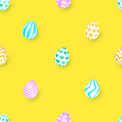 Sticker - Seamless Easter surface pattern with colorful eggs. Vector illustration