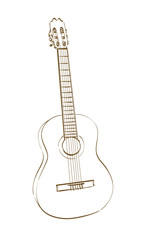 Wall Mural - hand drawn acoustic classical guitar on white. vector