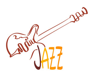 Wall Mural - vintage guitar and jazz music sign. vector illustration