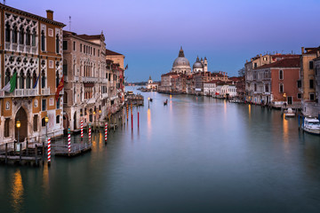 Fototapete - Grand Canal and Santa Maria della Salute Church in the Evening, Venice, Italy