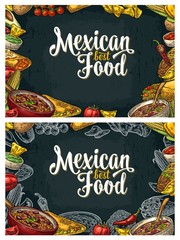 Wall Mural - Mexican traditional food restaurant menu template with ingredient