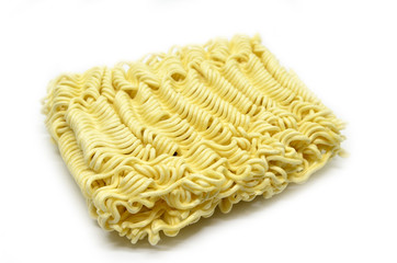 Instant noodles on white background