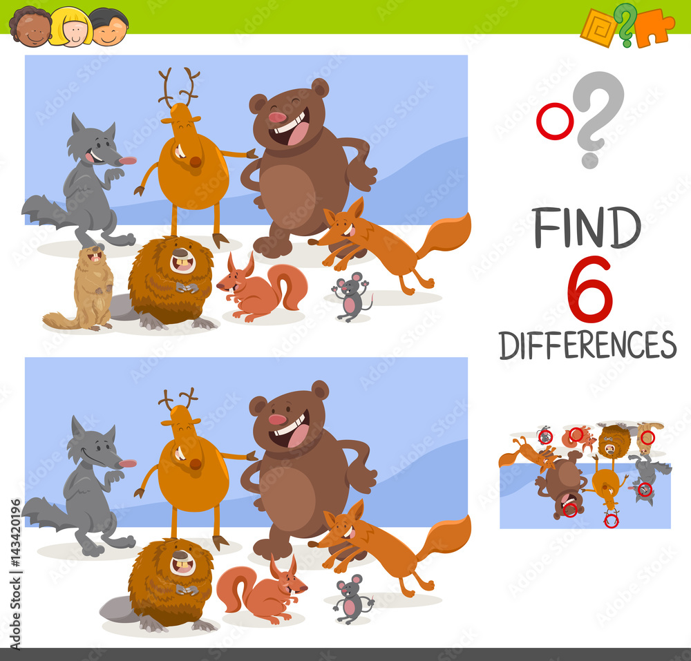 game of differences with animals Stock Vector | Adobe Stock