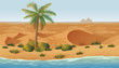 Horizontal seamless background with desert, oasis.