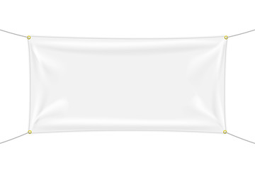 white textile banner mockup with folds