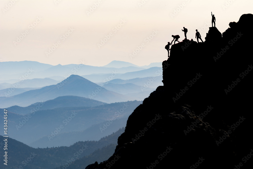 kaya tırmanışı & dağcılık & dağcı yardımlaşması - obrazy, fototapety, plakaty 
